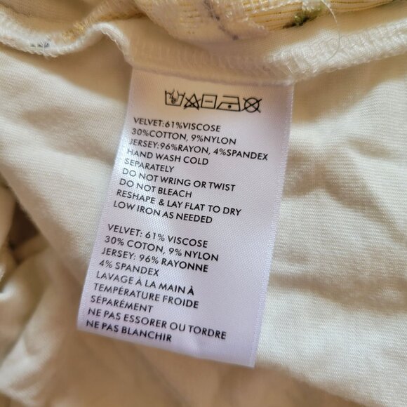 Anthropologie Deletta Bird Print Long Sleeve Top Cream S Velvet Burnout OAK SONG - Picture 7 of 7